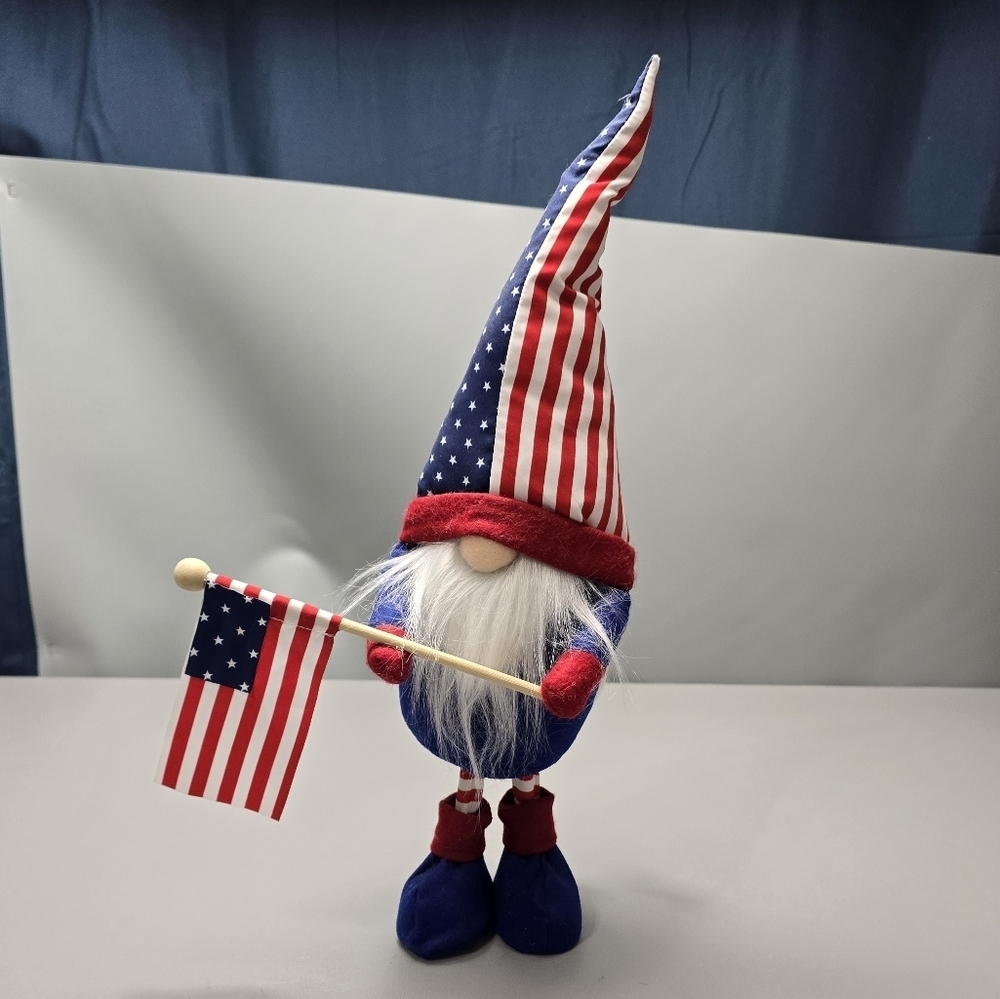 New Patriotic 4th of July Gnome Plush Decor 6.75 X 4.25 X 18"